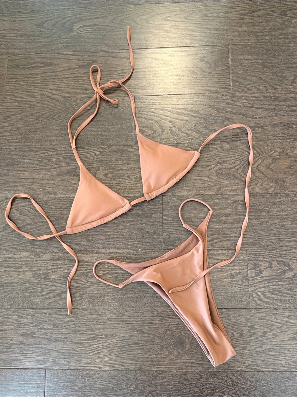 Chocolate brown thong bikini XS